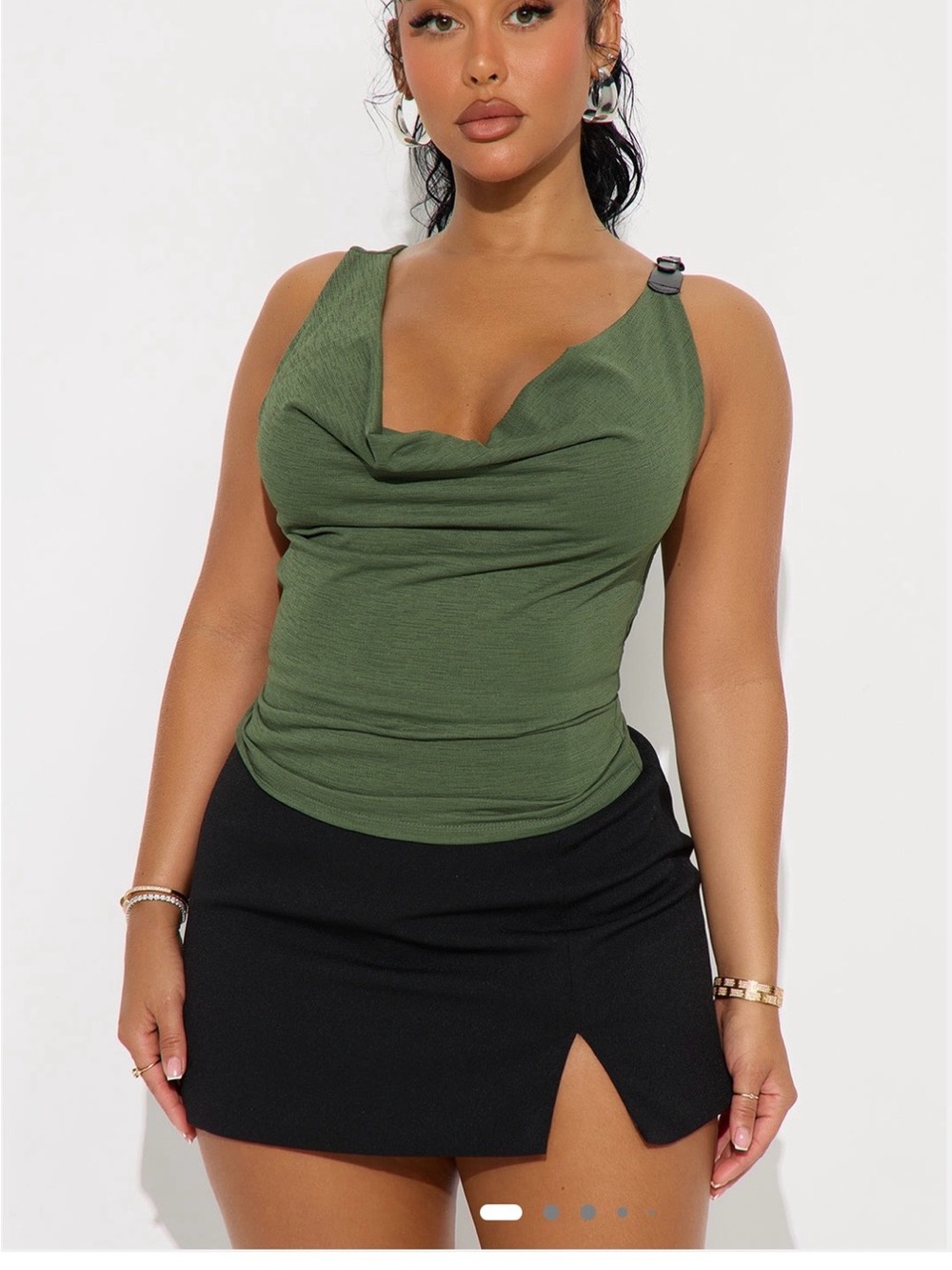 NWT FASHION NOVA Cambria Cowl Neck Top - Olive